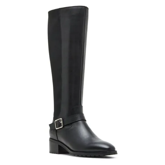 BLONDO Sylvia Dress Black Leather Waterproof Tall Boots 6.5