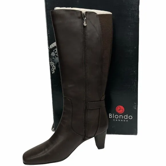 Blondo Weatherproof Caitlin Tall Leather Heeled Boots Brown 8