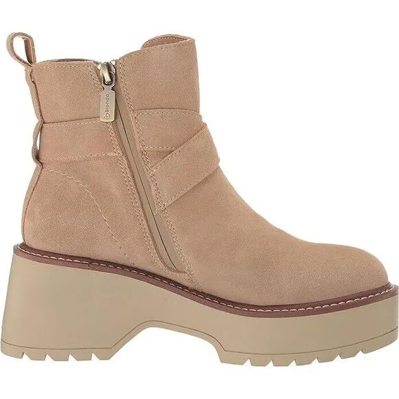 Blondo Women's Giovanni Waterproof Platform Boots Size 9 1/2‎ Sand Suede