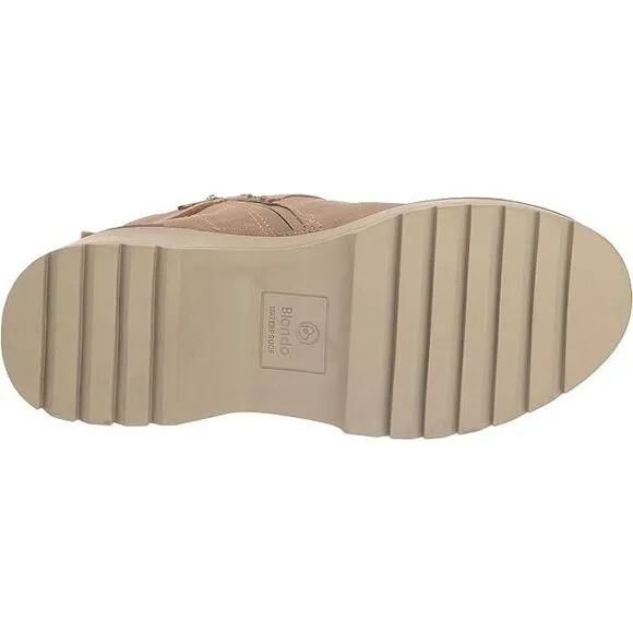 Blondo Women's Giovanni Waterproof Platform Boots Size 9 1/2‎ Sand Suede