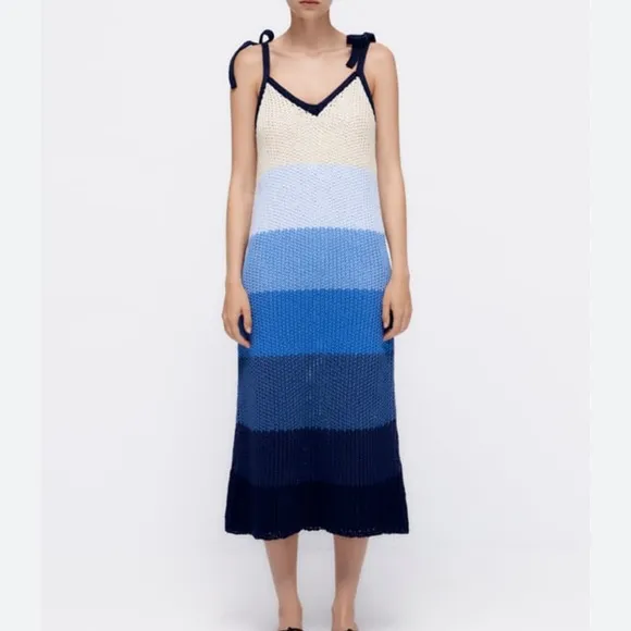 Blue &amp; White Zara Limited Edition Crochet Dress