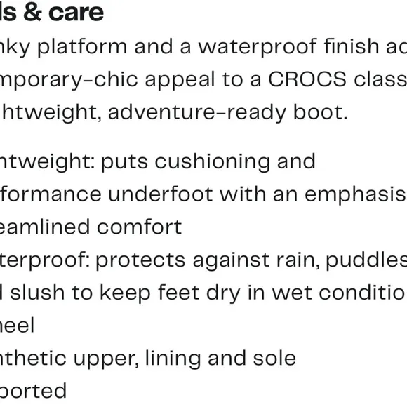 BNIB CROCS Crush Platform Waterproof Boots $80 pink size 8