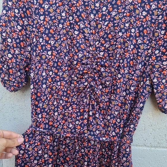 Boden | Ruched Bust Jersey Mini Dress In Pink Sherbet, Petal Foliage Size 10