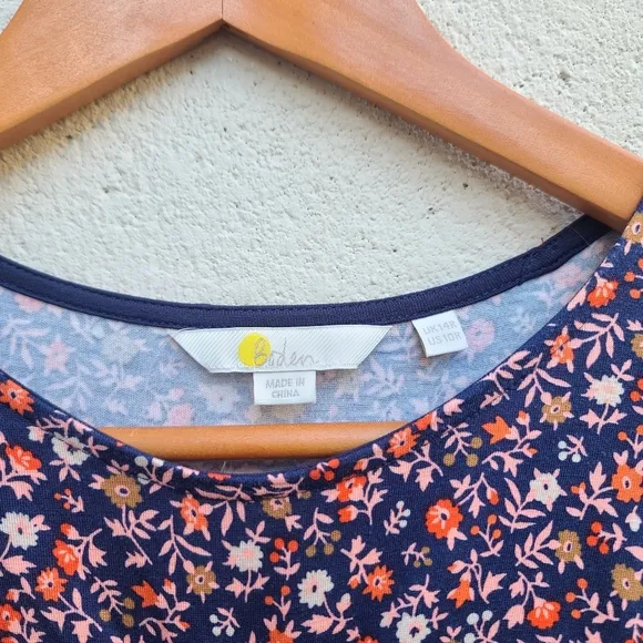 Boden | Ruched Bust Jersey Mini Dress In Pink Sherbet, Petal Foliage Size 10
