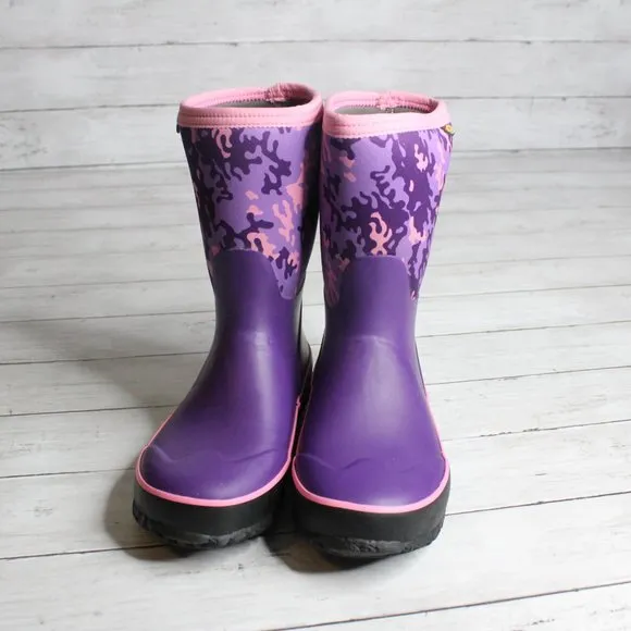Bogs Girl's Waterproof Rain Snow Boots Youth Size 6 Purple Pink Camo