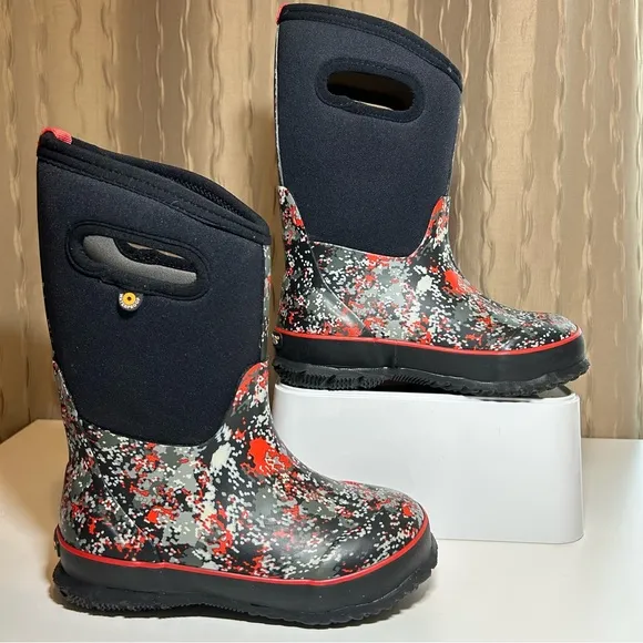 BOGS Kid's Boy's 1 Waterproof Classic Pull On Insulated Boots Handles Micro Camo