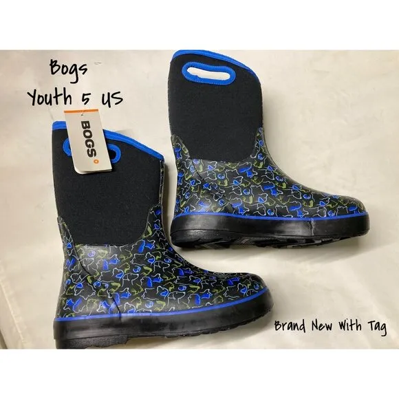 Bogs Kids Waterproof Cold Weather Boots Classic II Pets  Size 5 US New With Tag