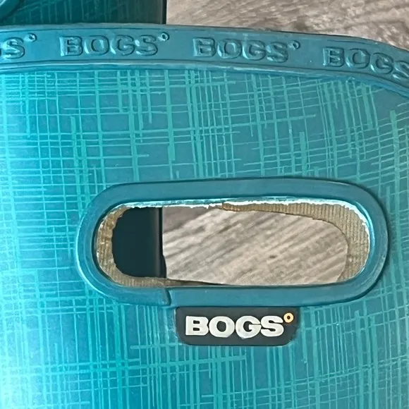 Bogs Linen Rain Boots Tall Teal Blue Womens 8 EU 39