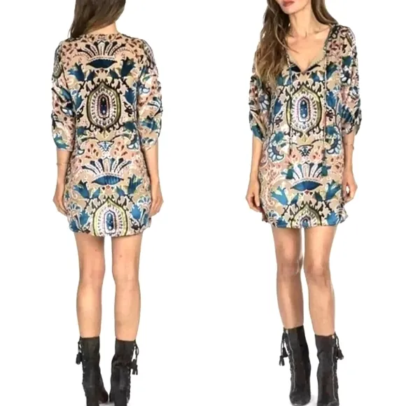 Boho Velvet Lace-Up Tunic Dress - Anthropologie Tolani Stevie Nicks Festival
