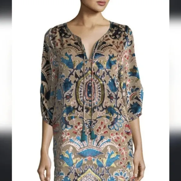 Boho Velvet Lace-Up Tunic Dress - Anthropologie Tolani Stevie Nicks Festival
