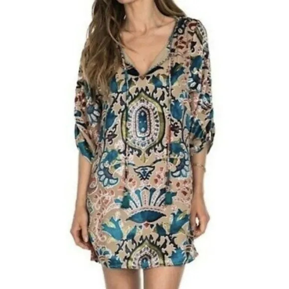 Boho Velvet Lace-Up Tunic Dress - Anthropologie Tolani Stevie Nicks Festival