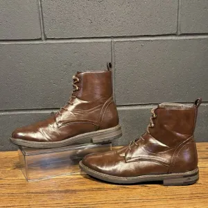 Bonafini D-732 Brown Leather Lace Up Beatle Dress Boots Men’s 8