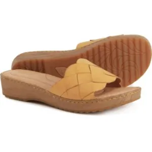 Born Aleah Sandals Woven Leather Slip On Slides Yellow Size 8 NEW