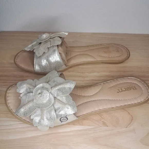 Born Gold Floral Embellished Sandals