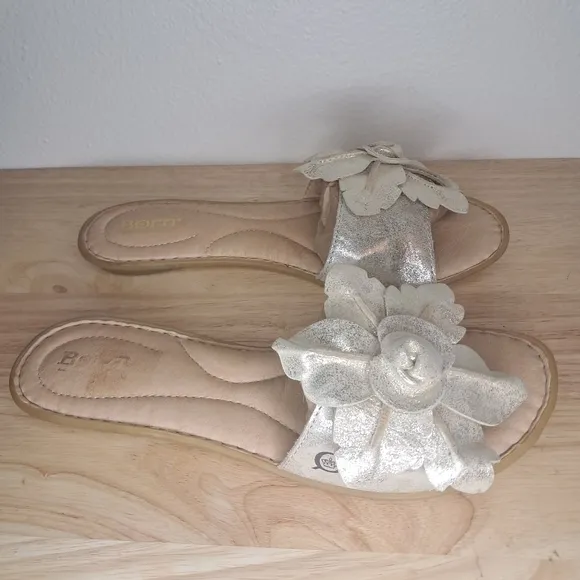 Born Gold Floral Embellished Sandals