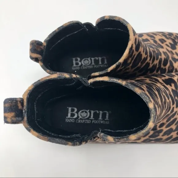 Born Remo Brown and Black Leopard Animal Print Fabric Pixie Booties Size 6