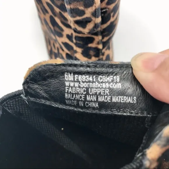 Born Remo Brown and Black Leopard Animal Print Fabric Pixie Booties Size 6
