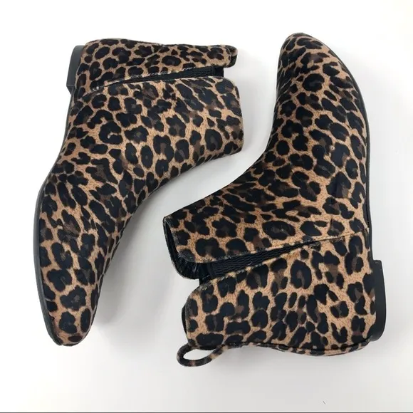 Born Remo Brown and Black Leopard Animal Print Fabric Pixie Booties Size 6