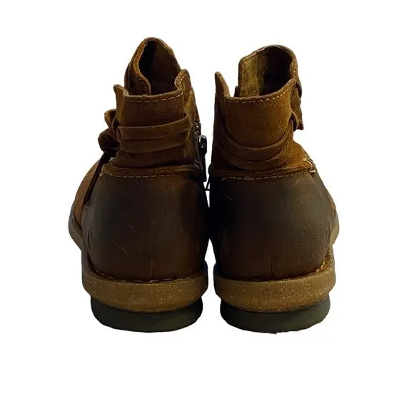 Born Wynter Ankle Boots Booties Leather Suede Comfort Cognac Brown Size 11 M/W