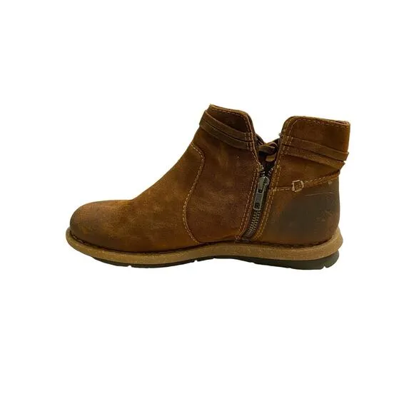 Born Wynter Ankle Boots Booties Leather Suede Comfort Cognac Brown Size 11 M/W