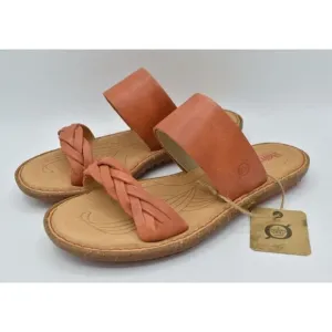 Born Womens Size 7 Morena Orange Papaya Leather Slip on Sandals Shoes