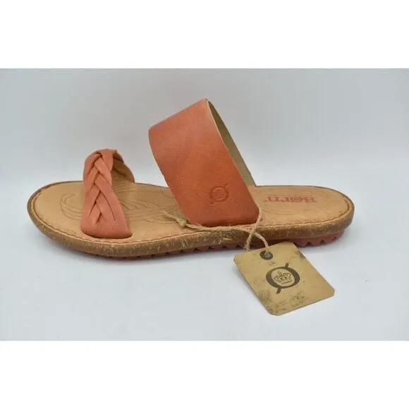 Born Womens Size 7 Morena Orange Papaya Leather Slip on Sandals Shoes