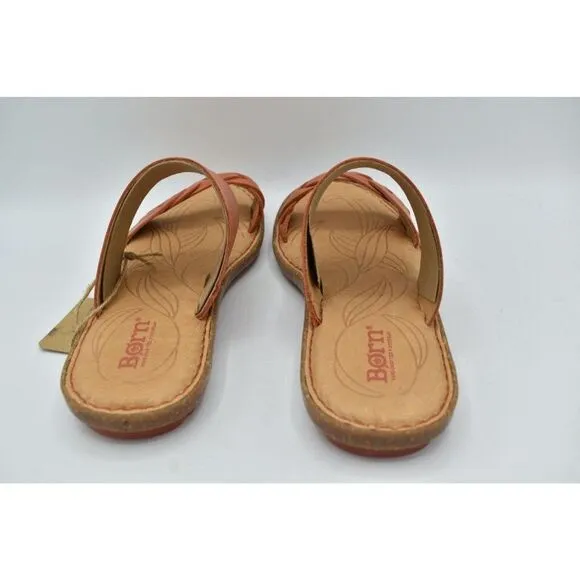 Born Womens Size 7 Morena Orange Papaya Leather Slip on Sandals Shoes