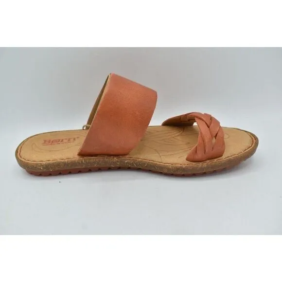 Born Womens Size 7 Morena Orange Papaya Leather Slip on Sandals Shoes