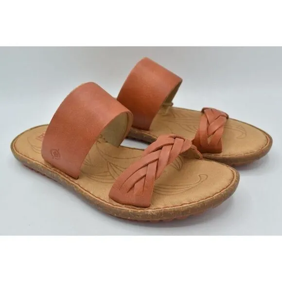 Born Womens Size 7 Morena Orange Papaya Leather Slip on Sandals Shoes
