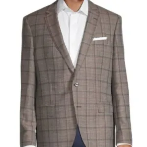 BOSS Hugo Boss Hutsons5 Slim-Fit Windowpane Wool &amp; Linen-Blend Sport Coat