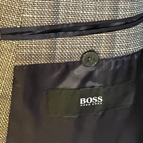 BOSS Hugo Boss Hutsons5 Slim-Fit Windowpane Wool &amp; Linen-Blend Sport Coat