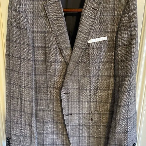 BOSS Hugo Boss Hutsons5 Slim-Fit Windowpane Wool &amp; Linen-Blend Sport Coat