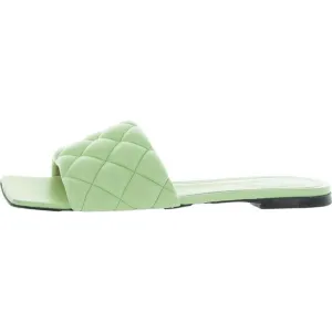 Bottega Veneta Womens Green Leather Quilted Slip-On Slide Sandals Shoes Used