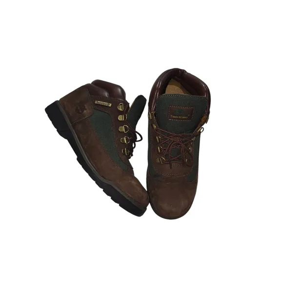 Boy's Timberland Boots Brown Green Size 7 Waterproof Field