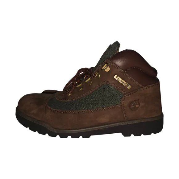 Boy's Timberland Boots Brown Green Size 7 Waterproof Field