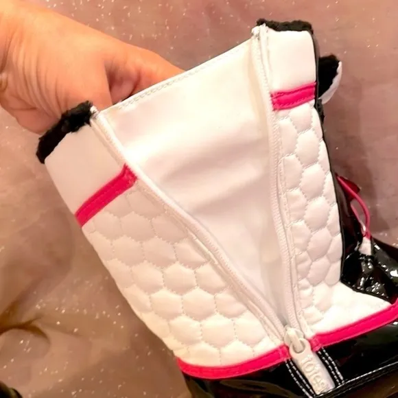 Brand New Totes Girls Cold Weather Boots Zippered Black White Pink Warm Winter