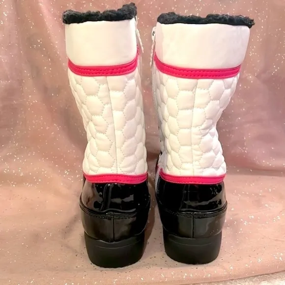 Brand New Totes Girls Cold Weather Boots Zippered Black White Pink Warm Winter