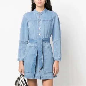 Brand New VERONICA BEARD Basia Denim Mini Dress In Mystic Blue 2.