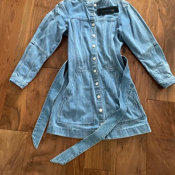 Brand New VERONICA BEARD Basia Denim Mini Dress In Mystic Blue 2.