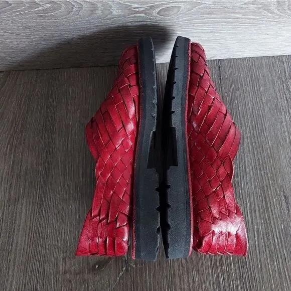 Brand X Huaraches Maya Red Leather Slip On Casual Woven Sandals Size 6W