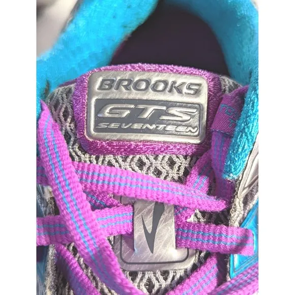 Brooks Adrenaline GTS 17 Running Shoes Sneakers Purple Blue Silver Womens 8.5 M