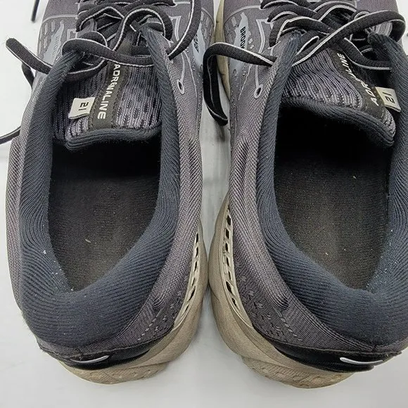 Brooks Adrenaline GTS 21 Black Gray Running Shoes Mens Size 11.5(D) 1103491D093
