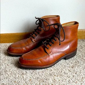 Brooks Brothers Men’s Brown Moc Toe Leather Dress Boots Sz 9.5 D