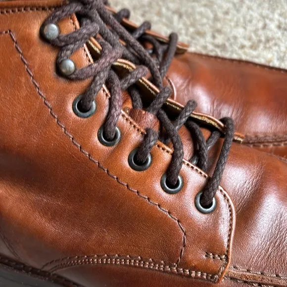 Brooks Brothers Men’s Brown Moc Toe Leather Dress Boots Sz 9.5 D