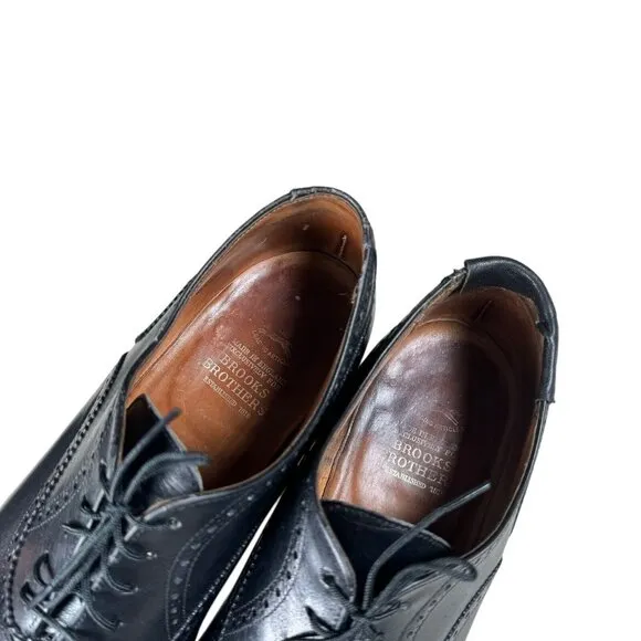 Brooks Brothers Peal &amp; Co Made in‎ England Black Leather Oxford Shoes Sz 10