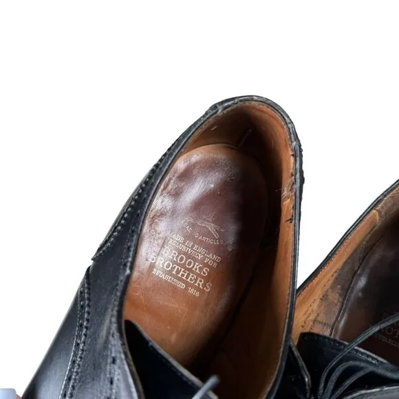 Brooks Brothers Peal &amp; Co Made in‎ England Black Leather Oxford Shoes Sz 10
