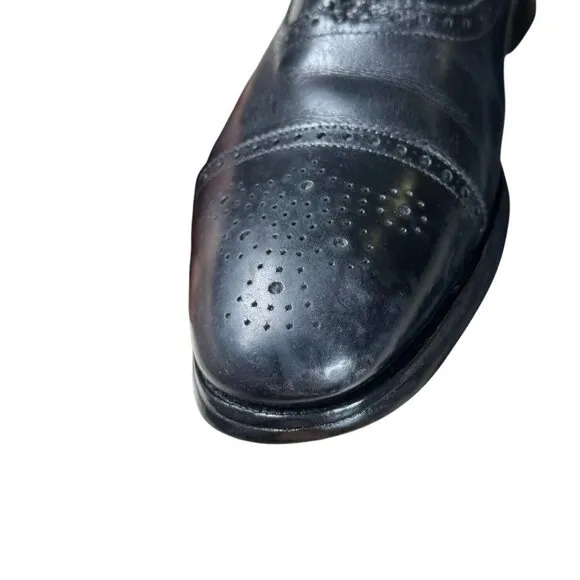 Brooks Brothers Peal &amp; Co Made in‎ England Black Leather Oxford Shoes Sz 10
