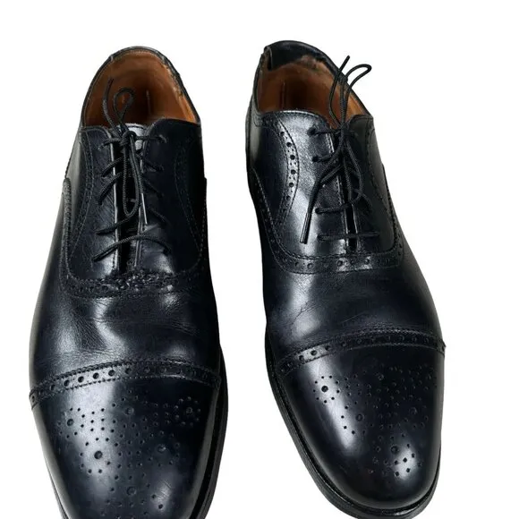 Brooks Brothers Peal &amp; Co Made in‎ England Black Leather Oxford Shoes Sz 10