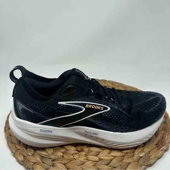 BROOKS Glycerin 22 Running Shoes Black Country Blue Orange Pop Size 8.5 Men's