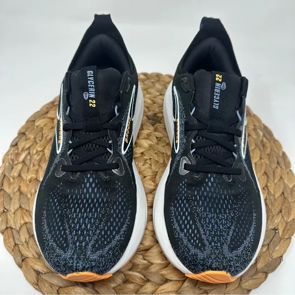 BROOKS Glycerin 22 Running Shoes Black Country Blue Orange Pop Size 8.5 Men's